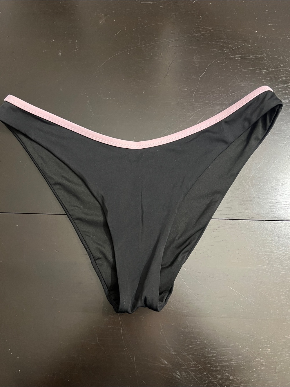 PINK Victoria's Secret Black Bikini Bottom with Light Pink Trim
